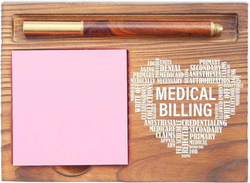 EFFJNSG Medical Billing Desk Organizer, Inspirational Sticky Note Holder, Medical Billing Words Heart Design, Gifts for Medical Billers and Healthcare Administrators EDP139 - Image 1